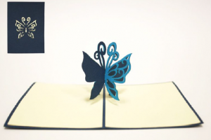 Biglietto piccolo tridimensionale farfalla blu 